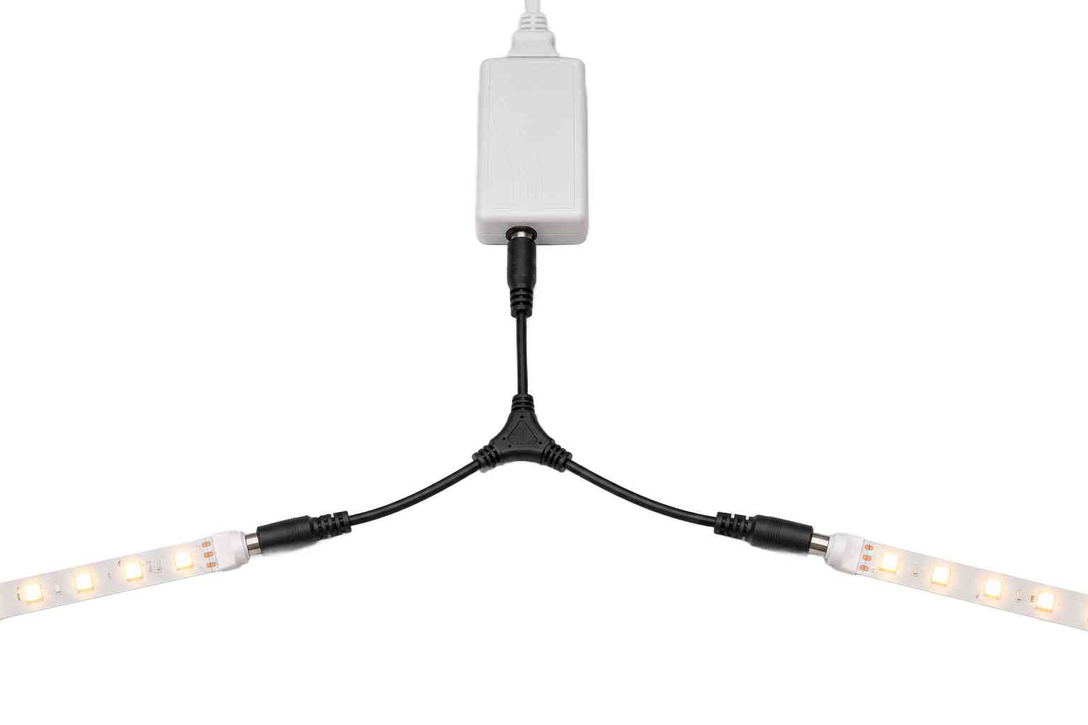 DC rozbočovač Y-kabel - příklad napájení dvou LED pásků z jednoho zdroje